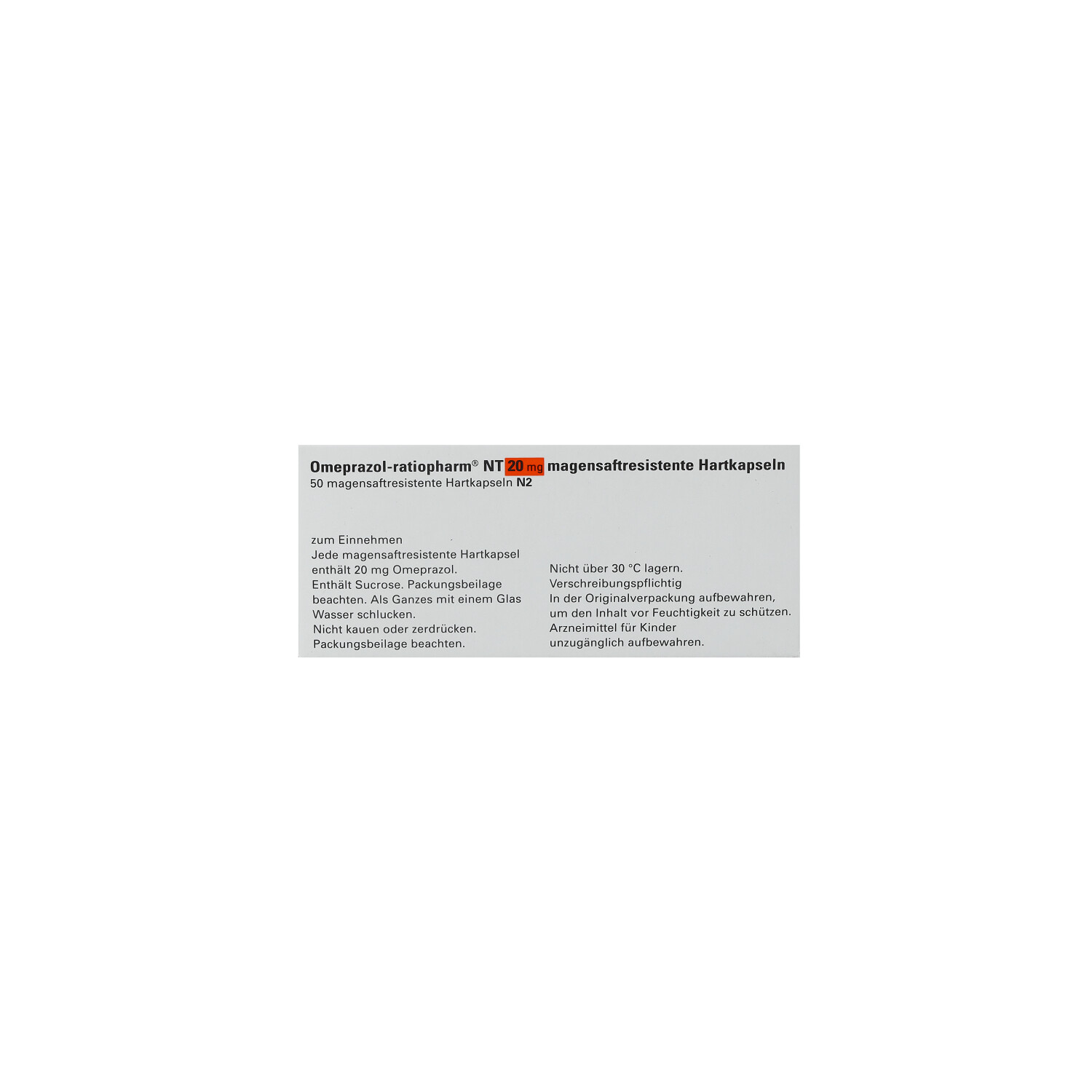 OMEPRAZOL-ratiopharm NT 20 mg magensaftr.Hartkaps.
