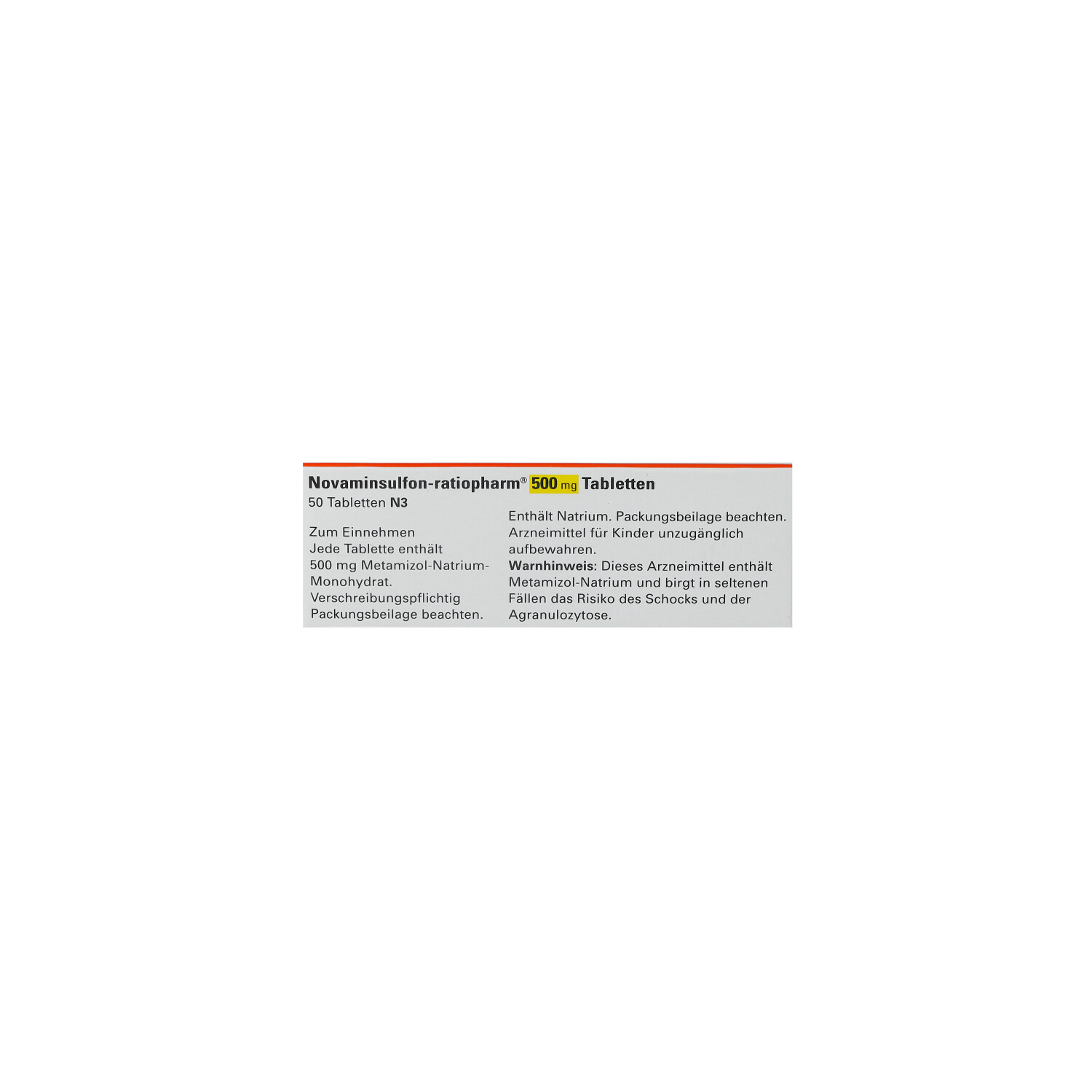 NOVAMINSULFON-ratiopharm 500 mg Tabletten