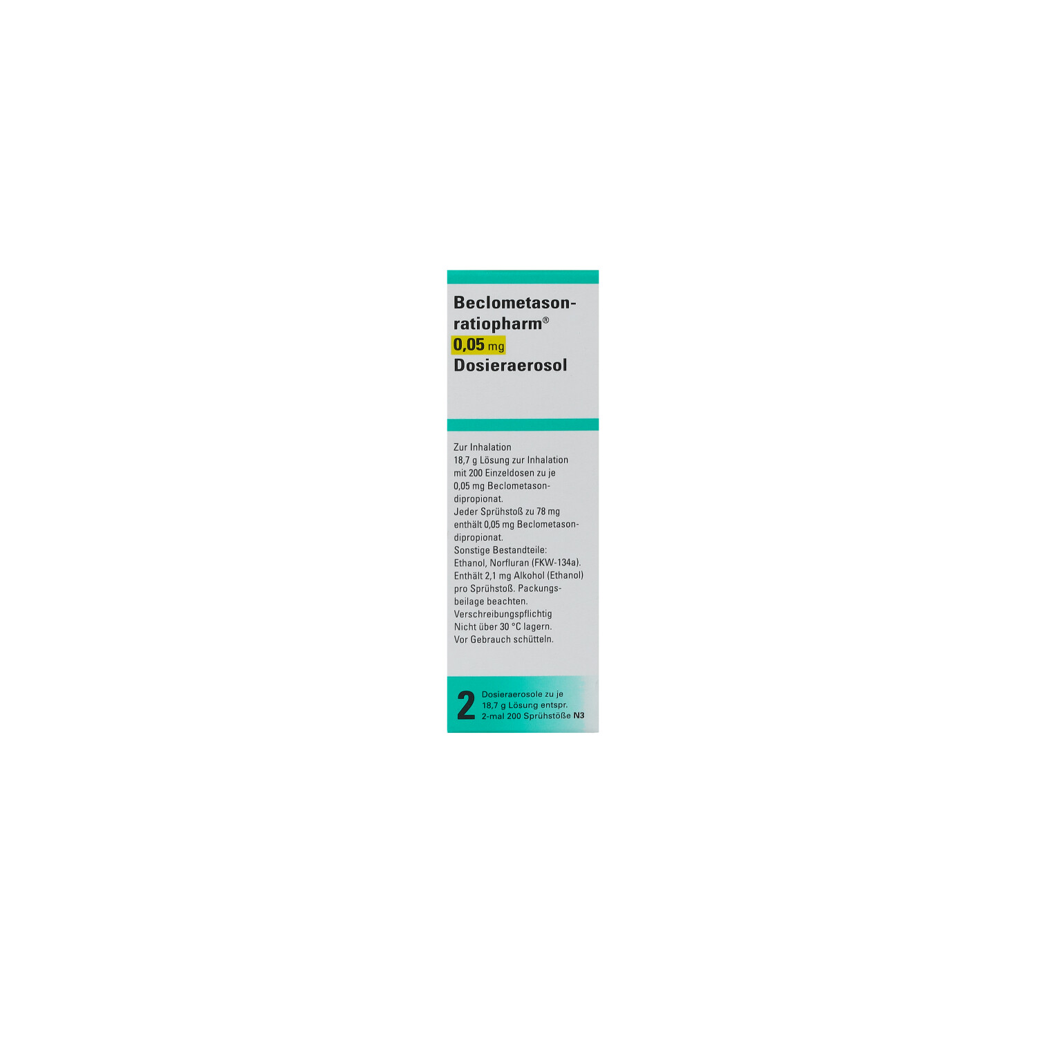 BECLOMETASON-ratiopharm 0,05mg Dosieraer.2x200 Hub