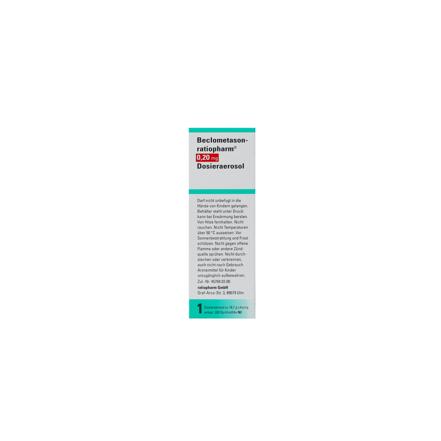 BECLOMETASON-ratiopharm 0,20mg Dosieraer.200 Hub