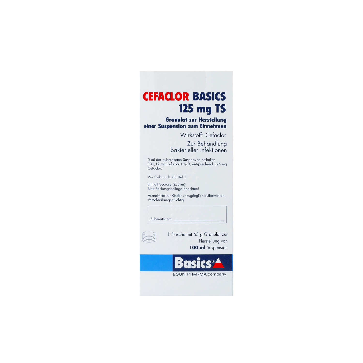CEFACLOR BASICS 125 mg TS Gran.z.Susp.-Herstell.