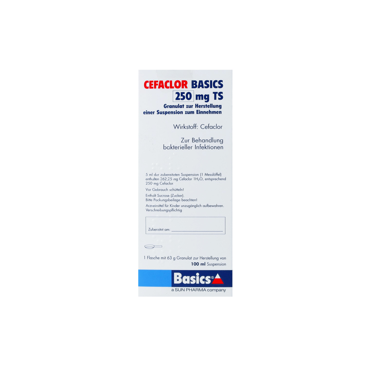 CEFACLOR BASICS 250 mg TS Gran.z.Susp.-Herstell.