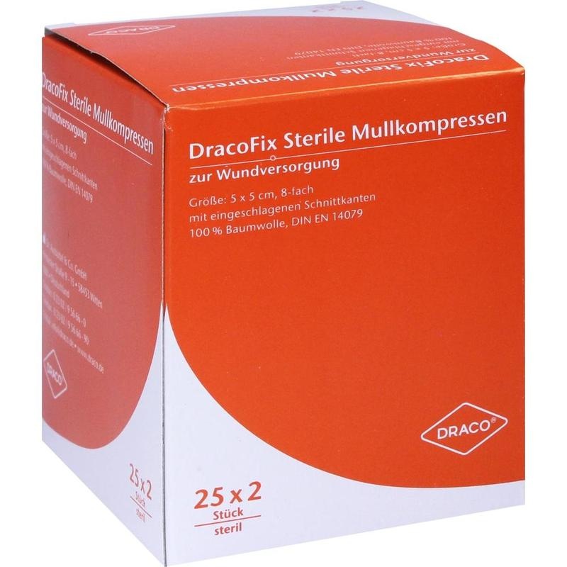 DRACOFIX PEEL Kompressen 5x5 cm steril 8fach