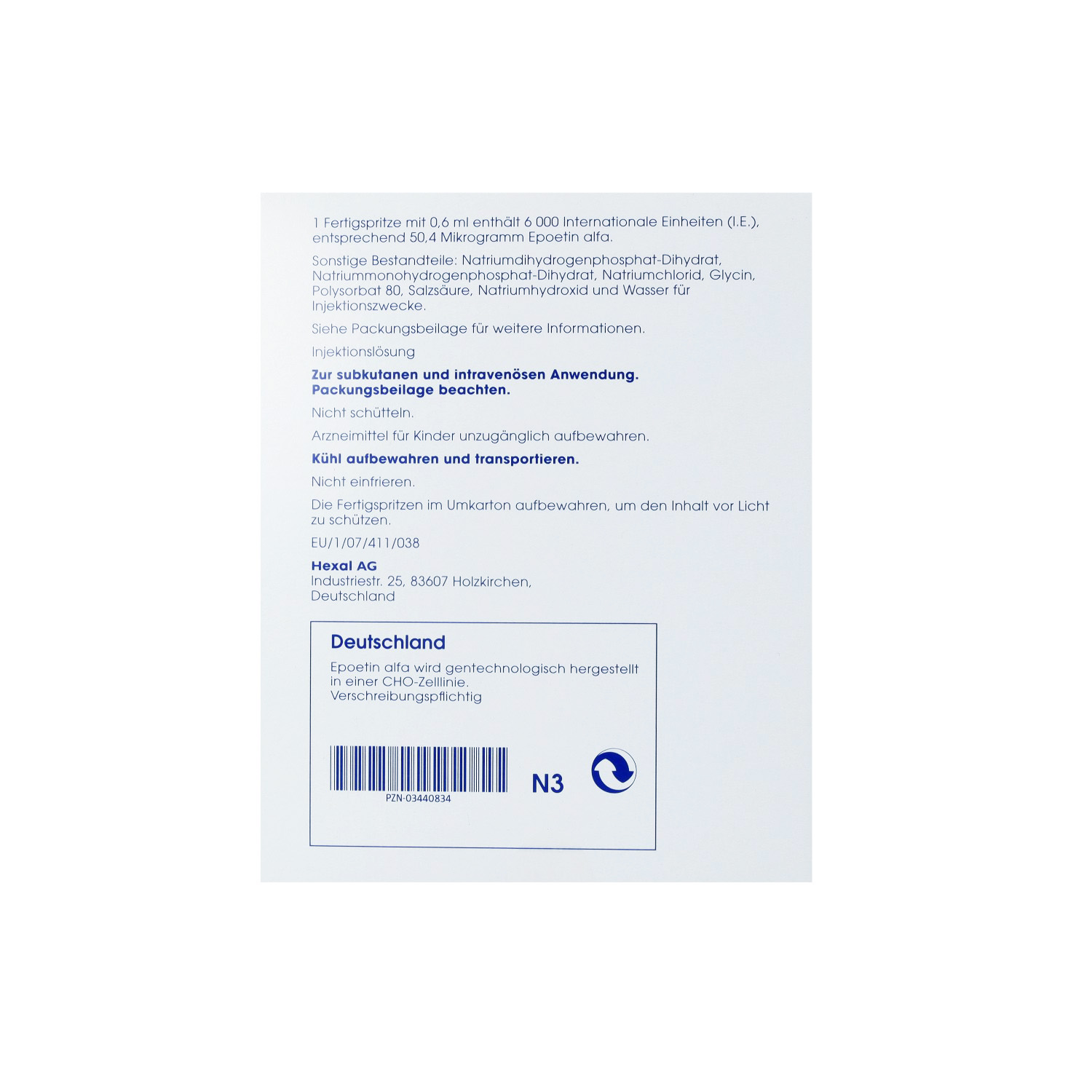 EPOETIN alfa HEXAL 6.000 I.E./0,6ml Inj.-L.F.Sp.