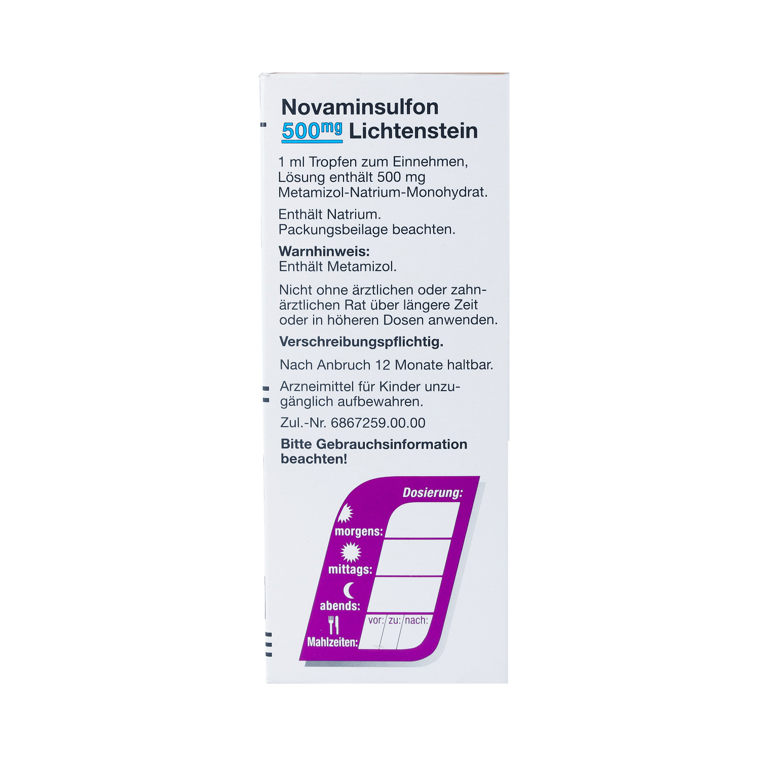 NOVAMINSULFON 500 mg Lichtenst.Tropfen z.Einnehmen