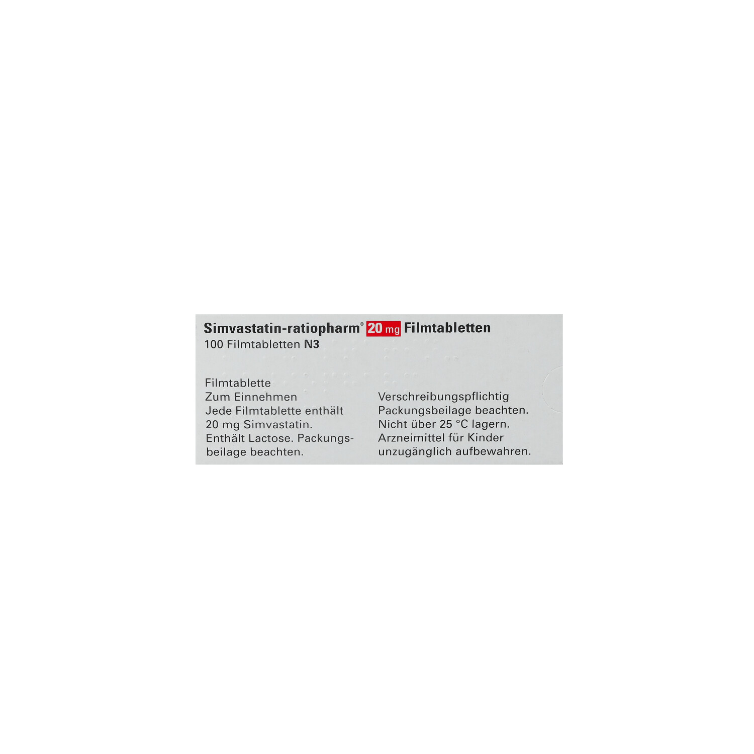 SIMVASTATIN-ratiopharm 20 mg Filmtabletten