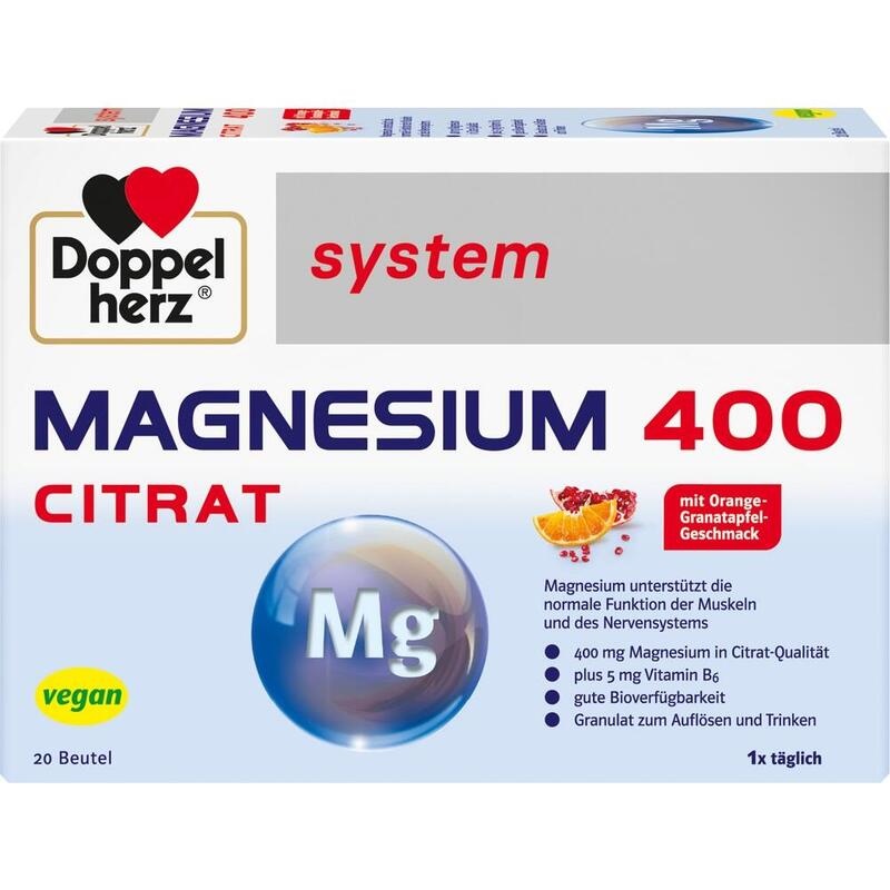 DOPPELHERZ Magnesium 400 Citrat system Granulat