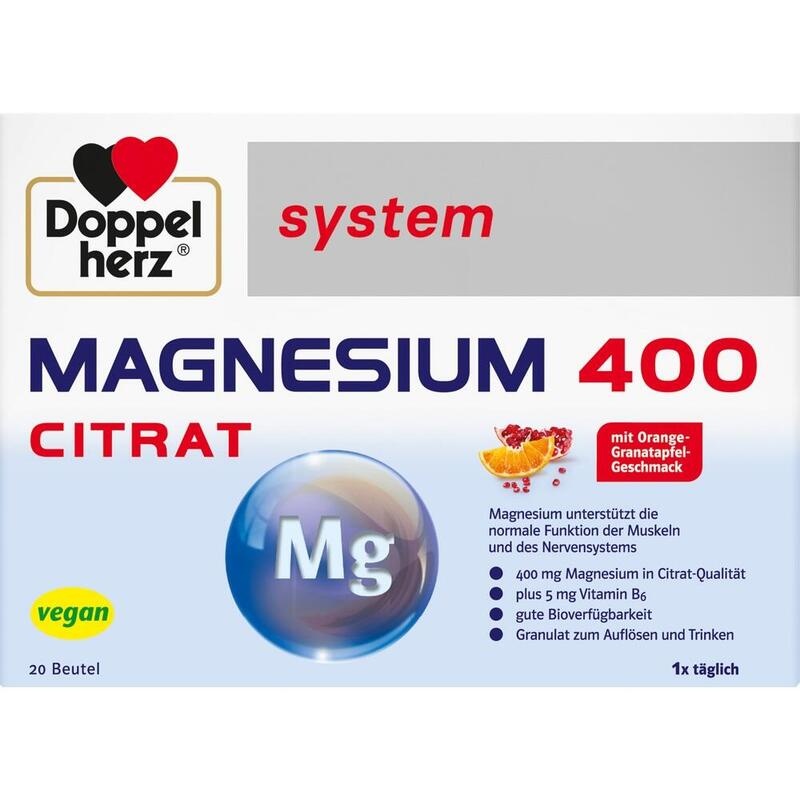 DOPPELHERZ Magnesium 400 Citrat system Granulat
