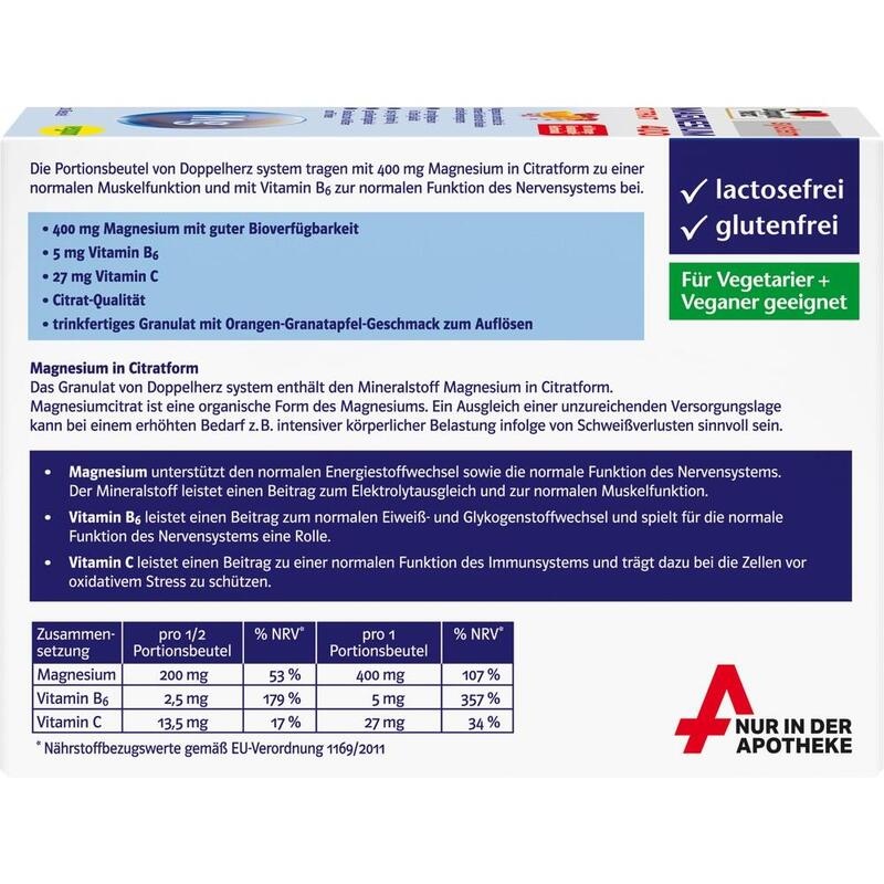 DOPPELHERZ Magnesium 400 Citrat system Granulat