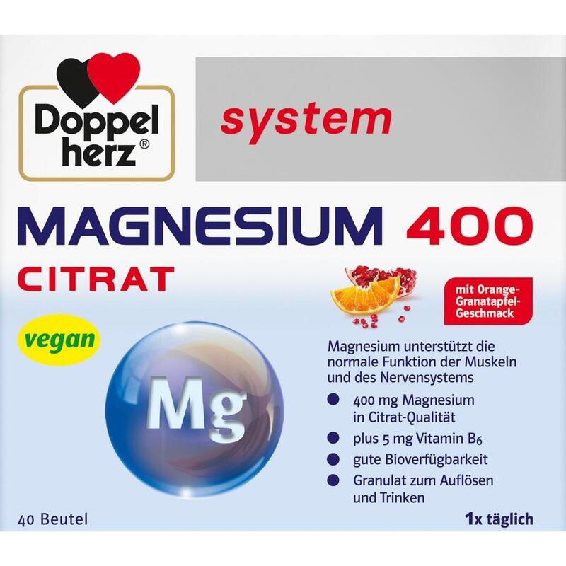 DOPPELHERZ Magnesium 400 Citrat system Granulat