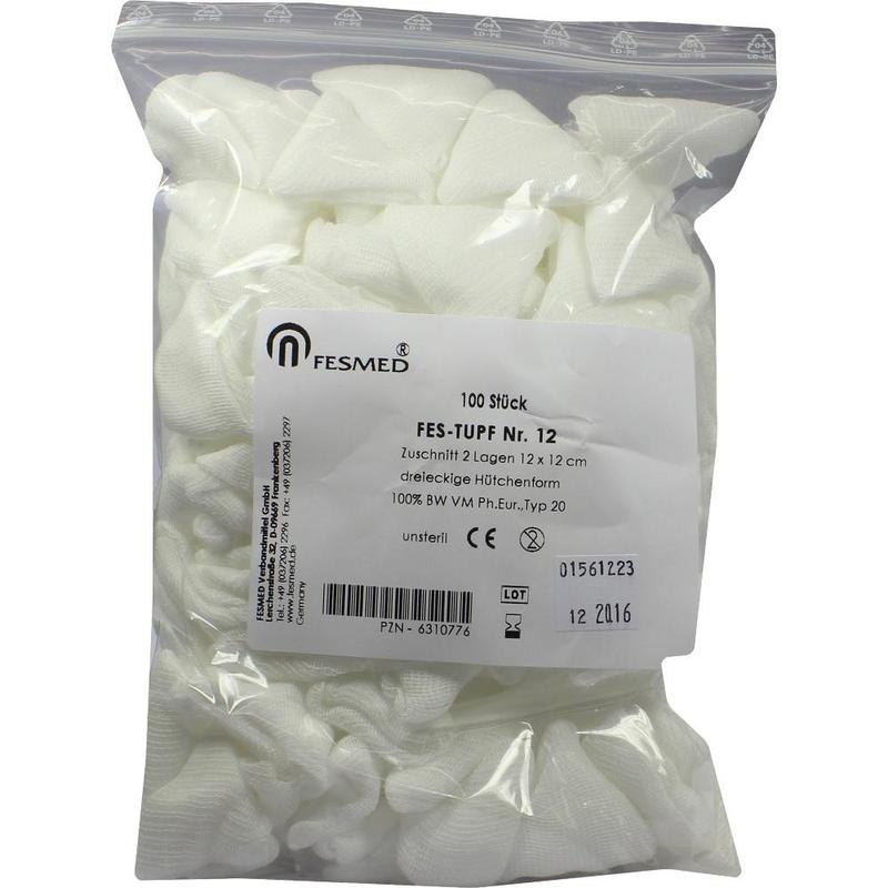 MULLTUPFER FES-TUPF Nr.12 12x12 cm unsteril 2lag.