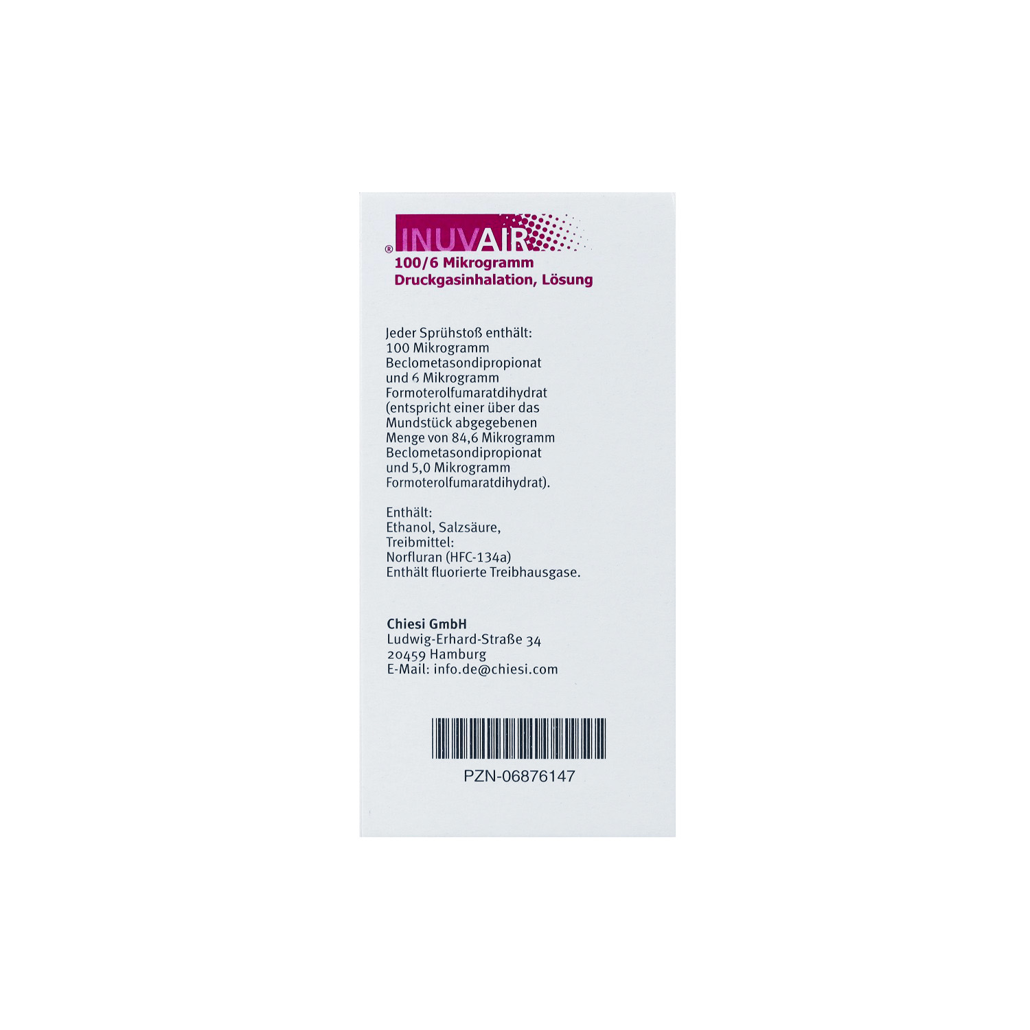 INUVAIR 100/6 μg 120 Hub Druckgasinhalat