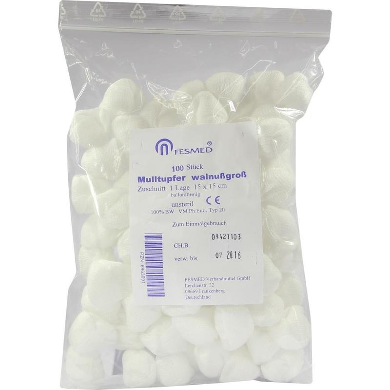 MULLTUPFER 15x15 cm walnussgroß ballonf.unsteril