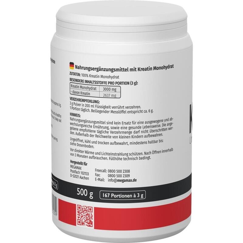 KREATIN MONOHYDRAT 100% Megamax Pulver