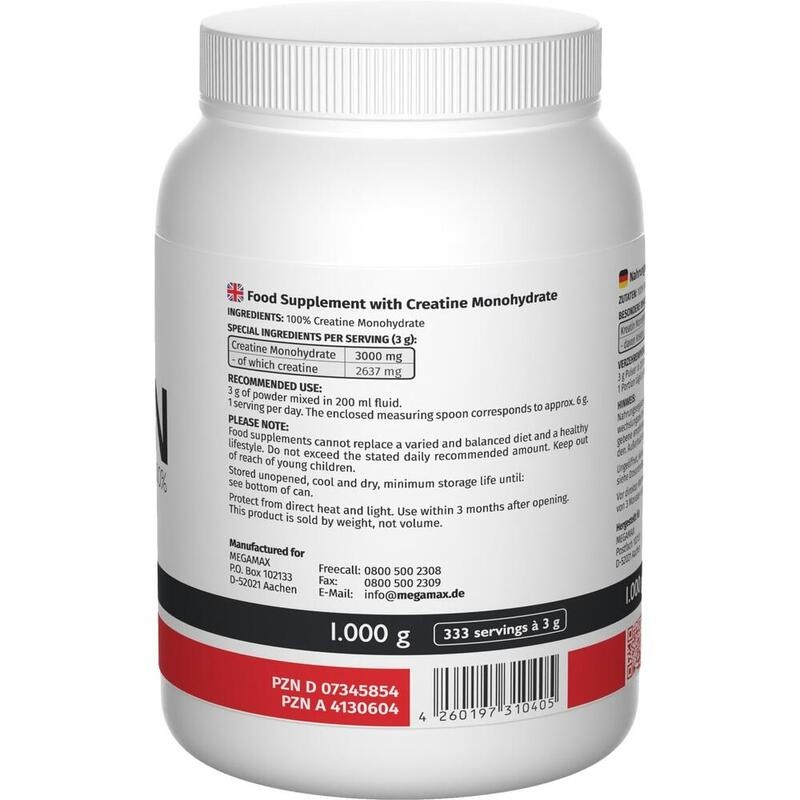 KREATIN MONOHYDRAT 100% Megamax Pulver