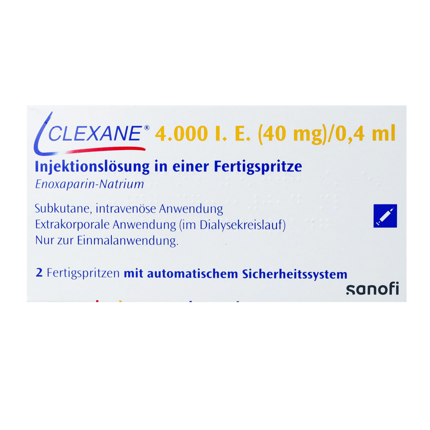 CLEXANE 4.000 I.E. 40mg/0,4ml ILO F.Sp.+Sich-Sys.