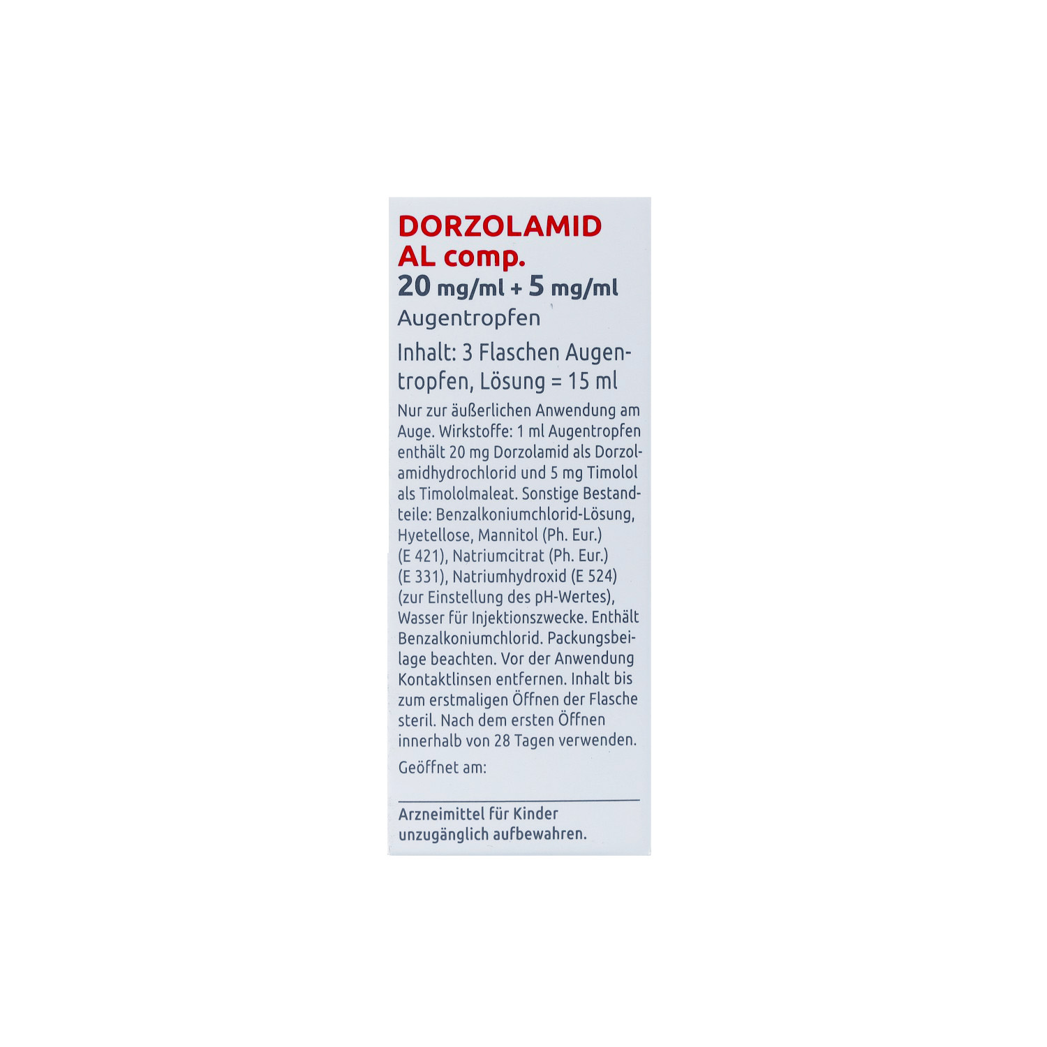 DORZOLAMID AL comp.20 mg/ml + 5 mg/ml Augentropfen