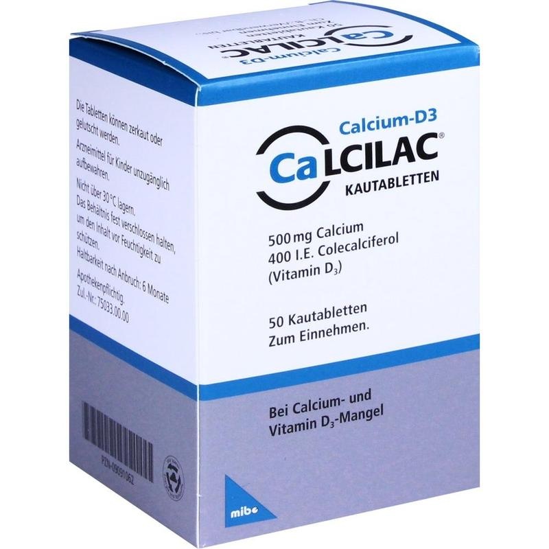 CALCILAC Kautabletten 500 mg/400 I.E.