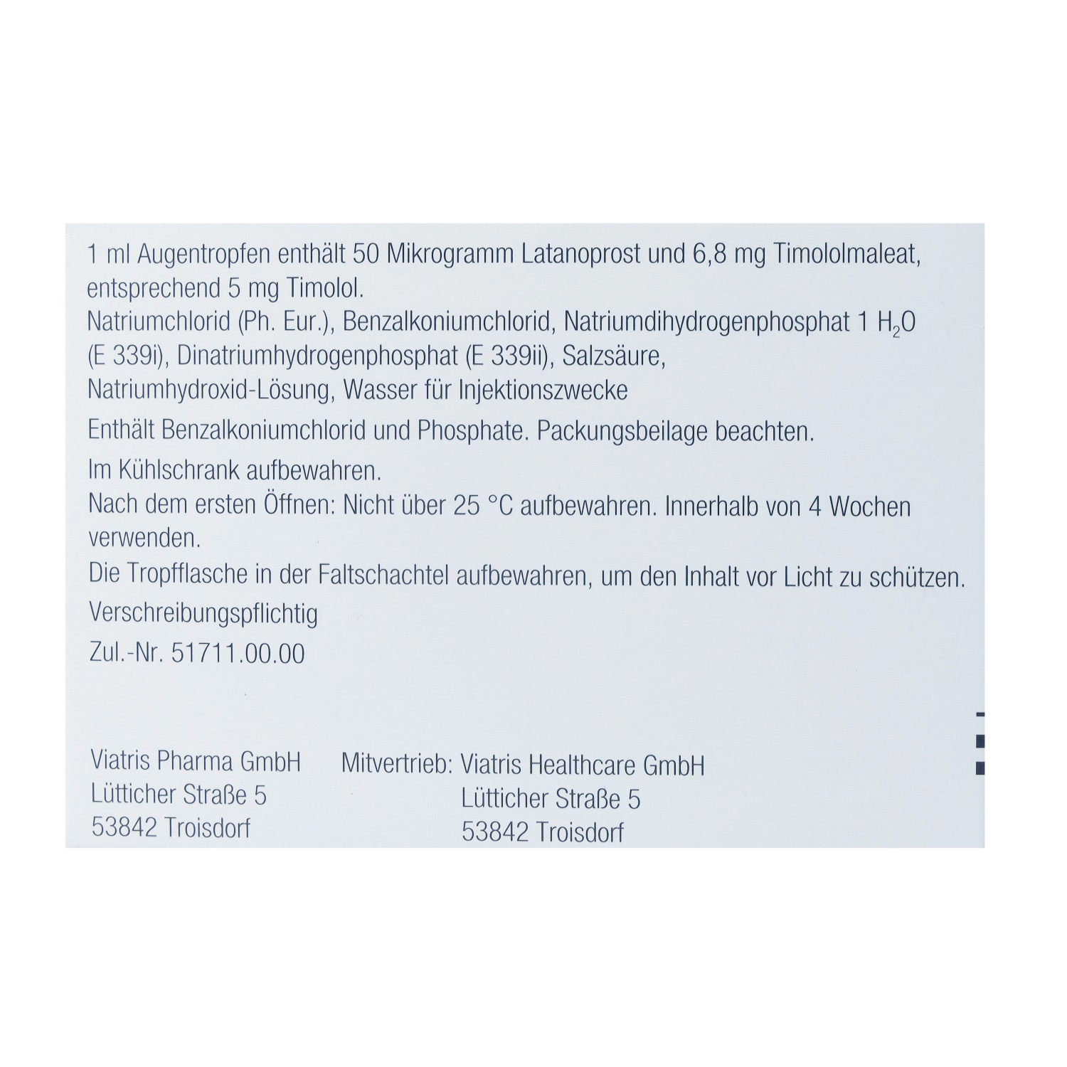 TAVU 50 μg Latanoprost + 5 mg Timolol pro ml ATR