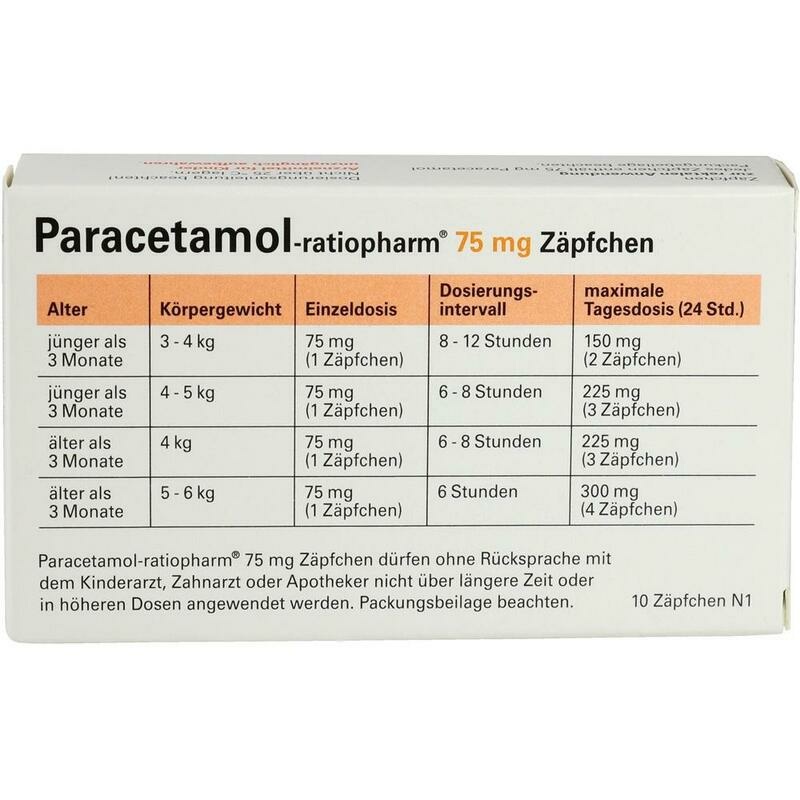 PARACETAMOL-ratiopharm 75 mg Zäpfchen
