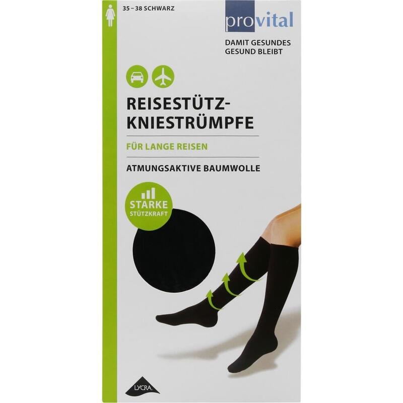 PROVITAL Reisekniestrümpfe Gr.35-38 schwar.Baumw.