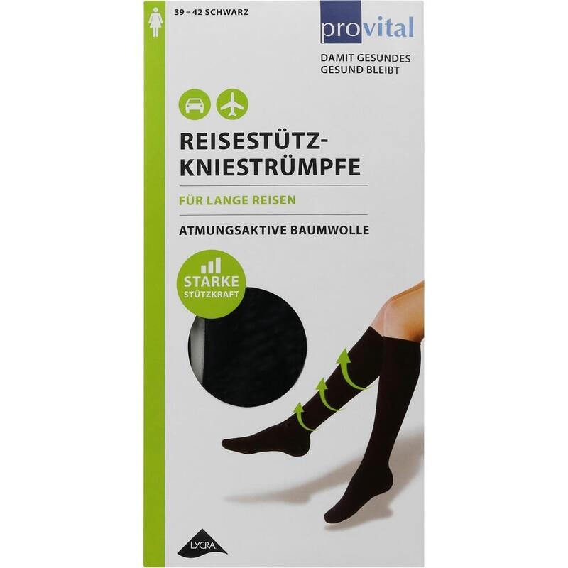 PROVITAL Reisekniestrümpfe Gr.39-42 schwar.Baumw.