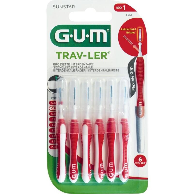 GUM TRAV-LER 0,8mm Kerze rot Interdental+6Kappen