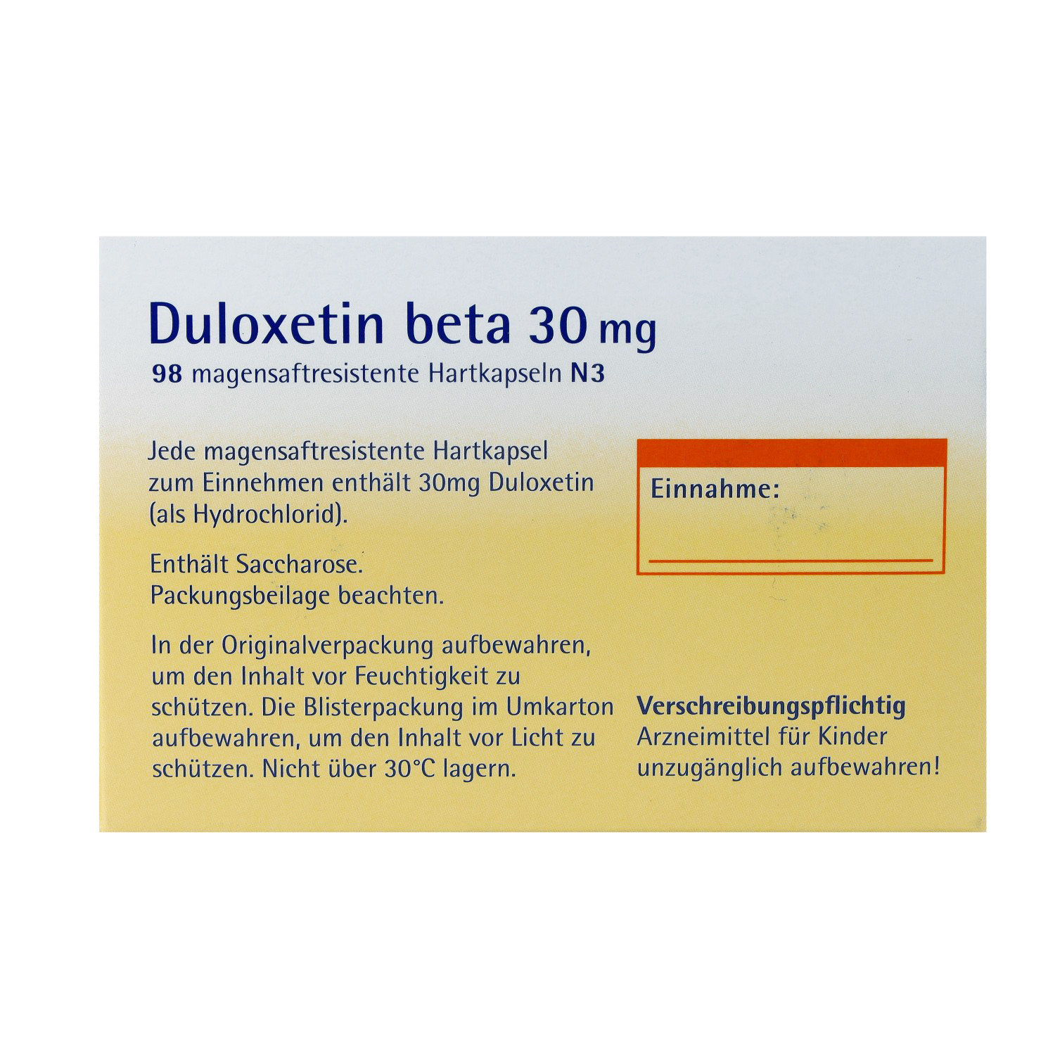 DULOXETIN beta 30 mg magensaftresistente Hartkaps.