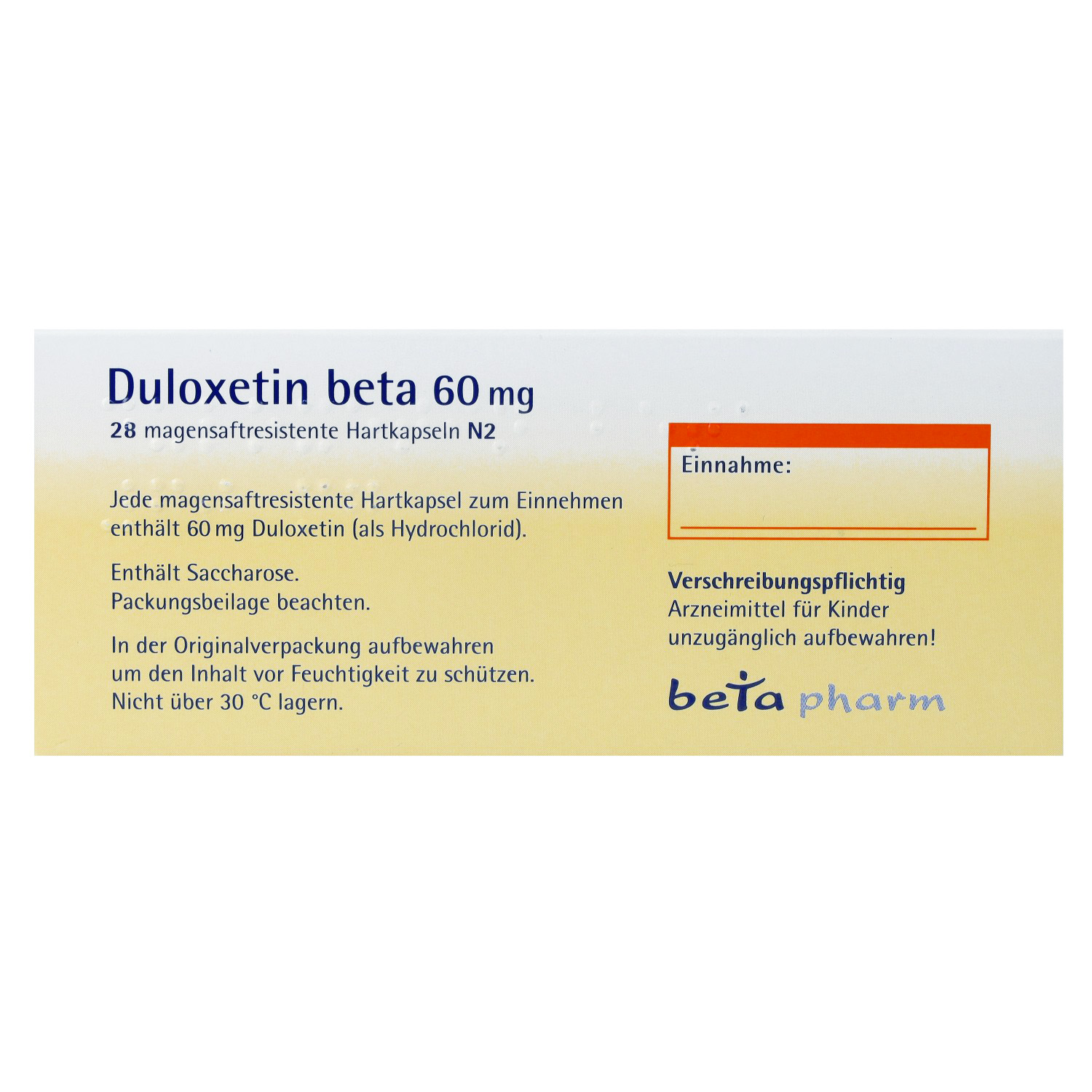 DULOXETIN beta 60 mg magensaftresistente Hartkaps.
