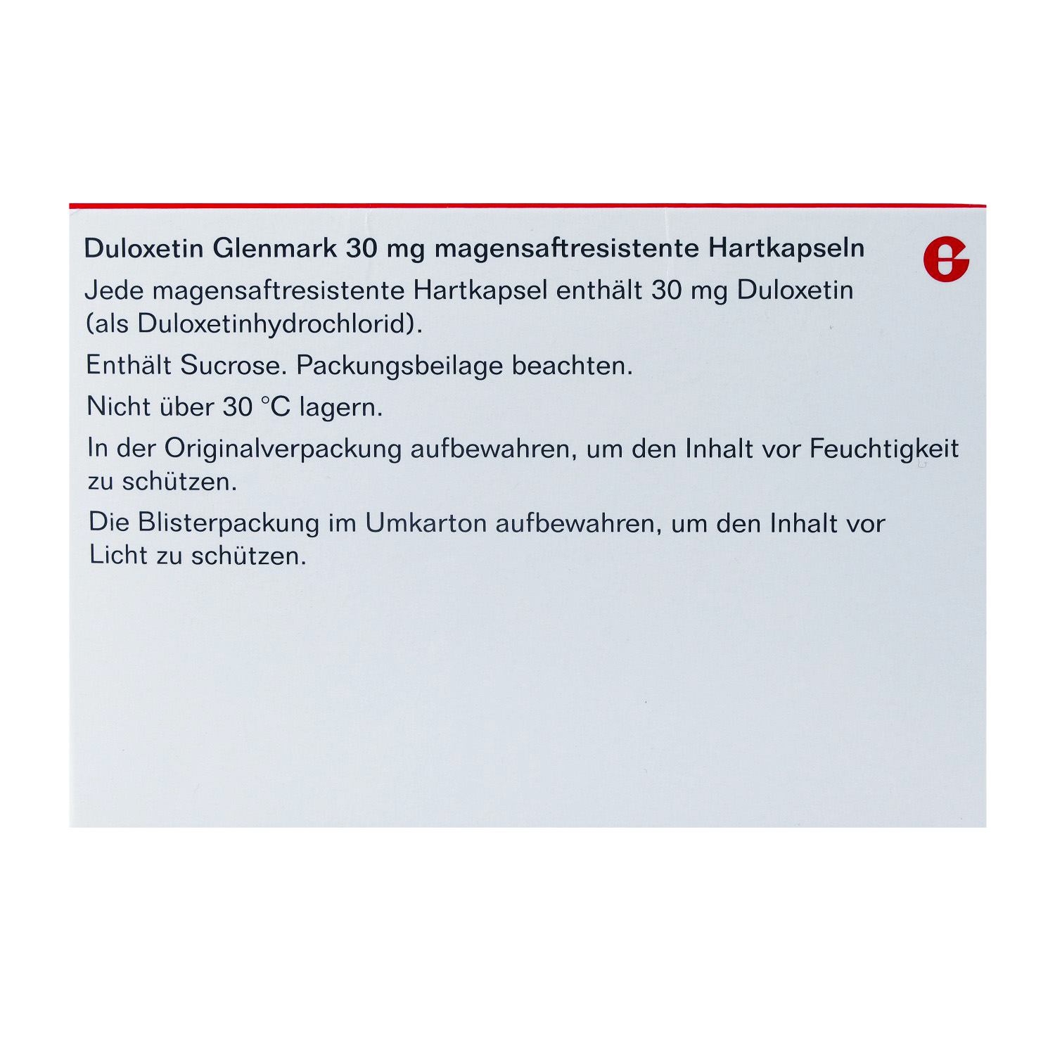 DULOXETIN Glenmark 30 mg magensaftres.Hartkapseln