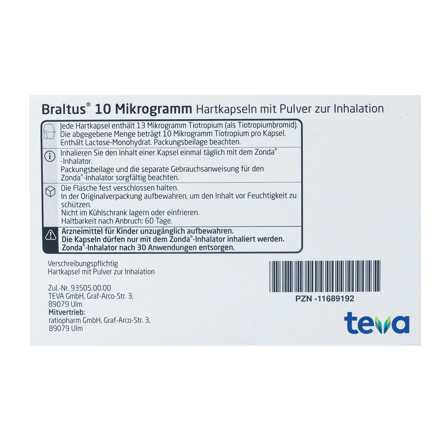 BRALTUS 10 μg + 2 Zonda-Inhalat.Hartk.m.Plv.z.Inh.