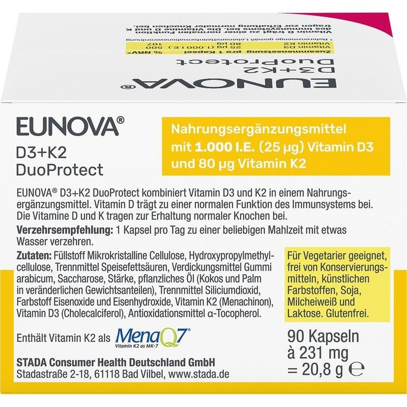 EUNOVA DuoProtect D3+K2 1000 I.E./80 μg Kapseln