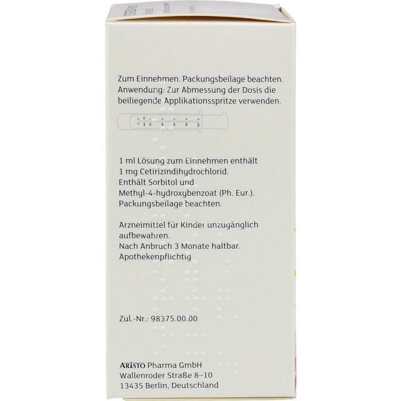 CETIRIZIN Aristo Allergiesaft 1 mg/ml Lsg.z.Einn.