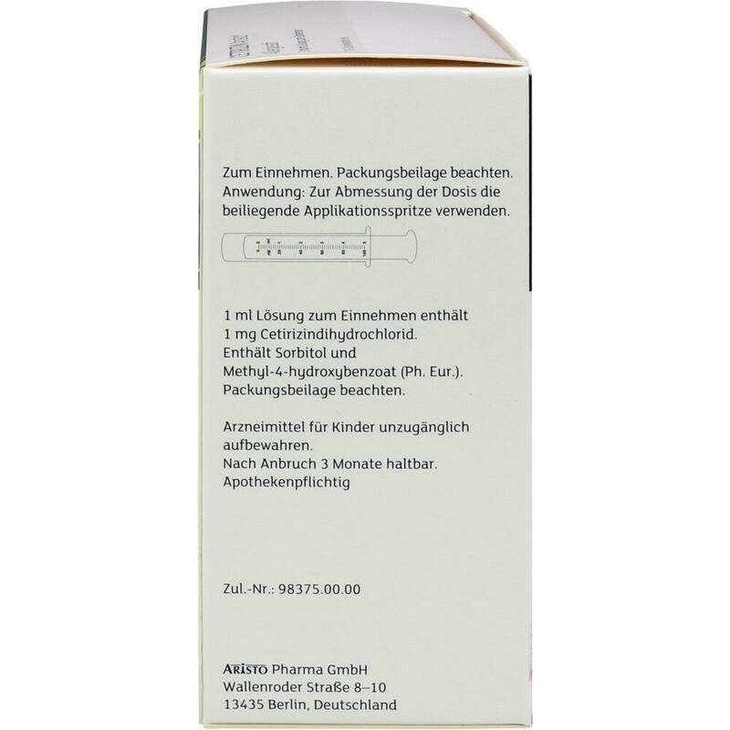 CETIRIZIN Aristo Allergiesaft 1 mg/ml Lsg.z.Einn.