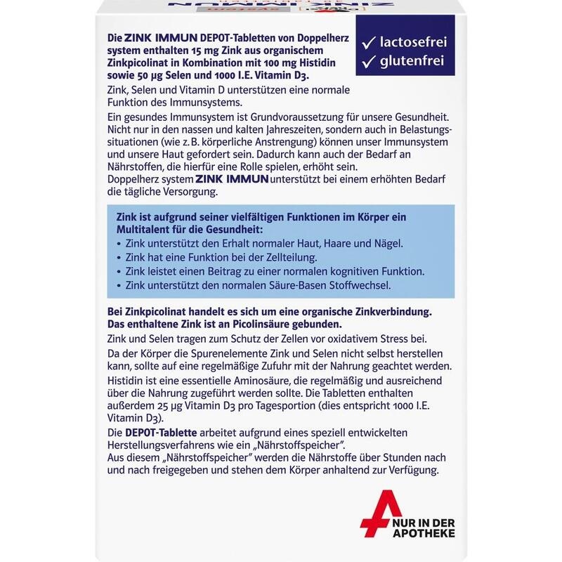 DOPPELHERZ Zink Immun Depot system Tabletten