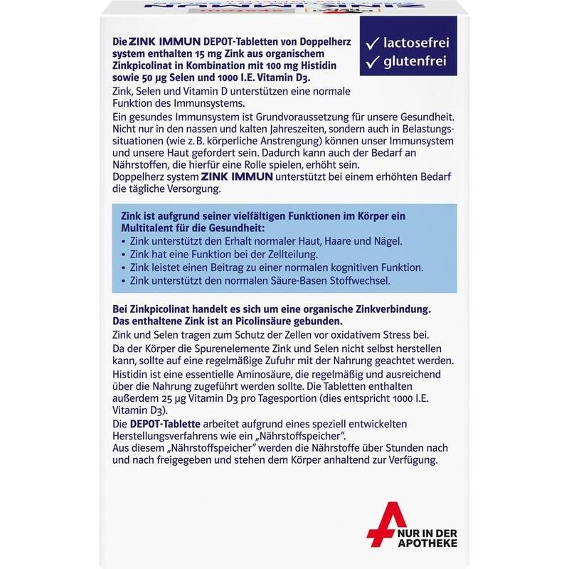 DOPPELHERZ Zink Immun Depot system Tabletten