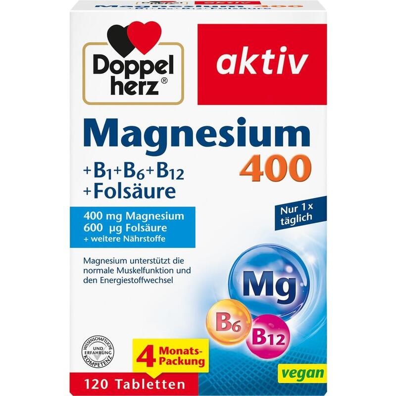 DOPPELHERZ Magnesium 400+B1+B6+B12+Folsäure Tabl.