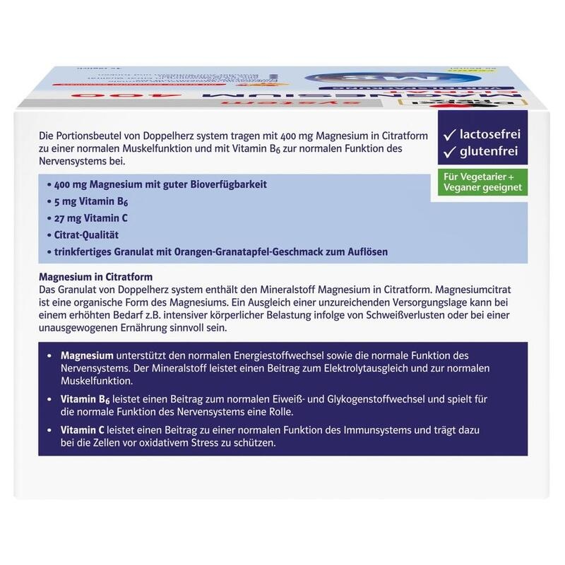 DOPPELHERZ Magnesium 400 Citrat system Granulat