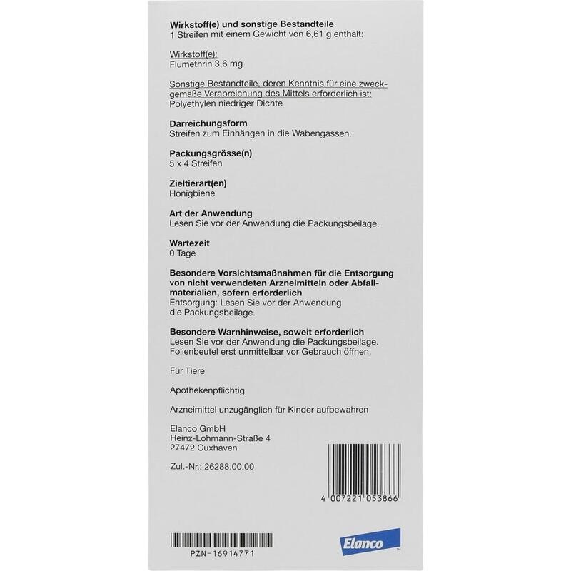 BAYVAROL 3,6 mg Streifen f.Honigbienen