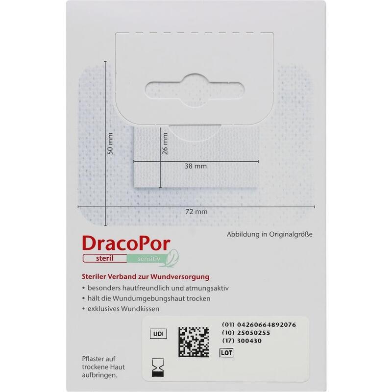 DRACOPOR sensitiv 5x7,2 cm steril m.Silikonkleber