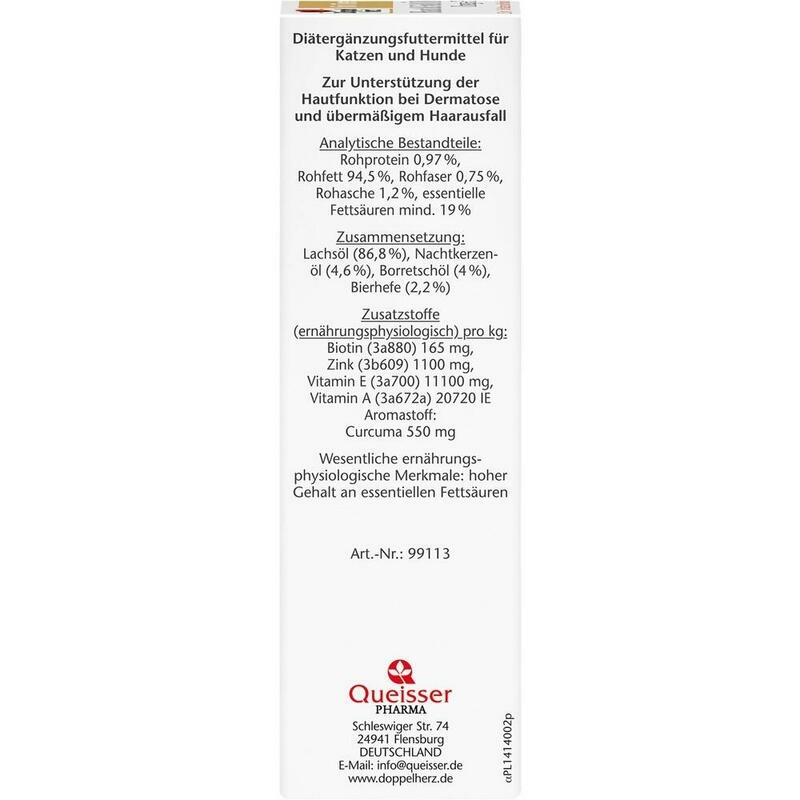 DOPPELHERZ für Tiere Haut&Fell Öl f.Hunde/Katzen