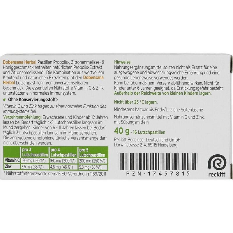DOBENSANA Herbal Honiggeschm.Vit.C & Zink Pastil.