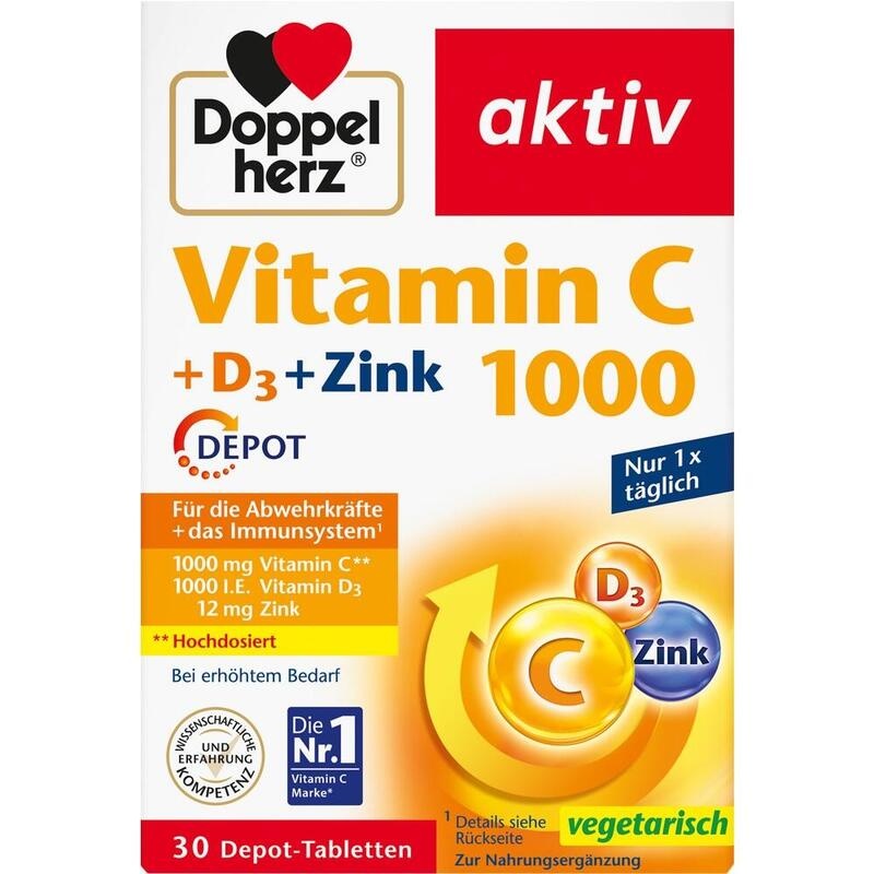 DOPPELHERZ Vitamin C 1000+D3+Zink Depot Tabletten