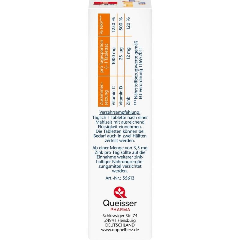 DOPPELHERZ Vitamin C 1000+D3+Zink Depot Tabletten