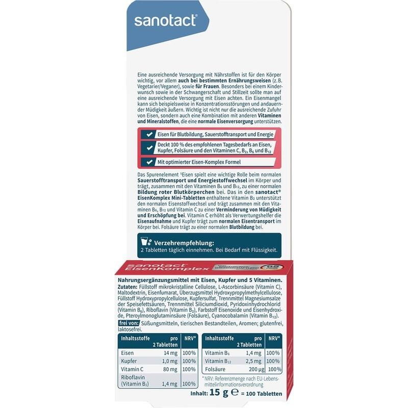 SANOTACT Eisen Komplex m.B2 Kupfer & Folsäure Tab.