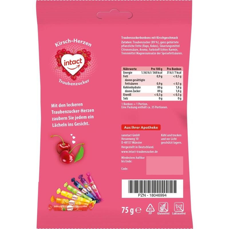 INTACT Traubenzucker Beutel Herzen