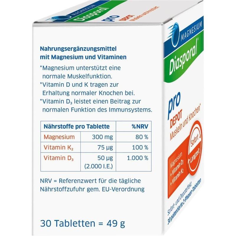MAGNESIUM DIASPORAL pro+D3+K2 DEPOT Muskel+Kno.Tab