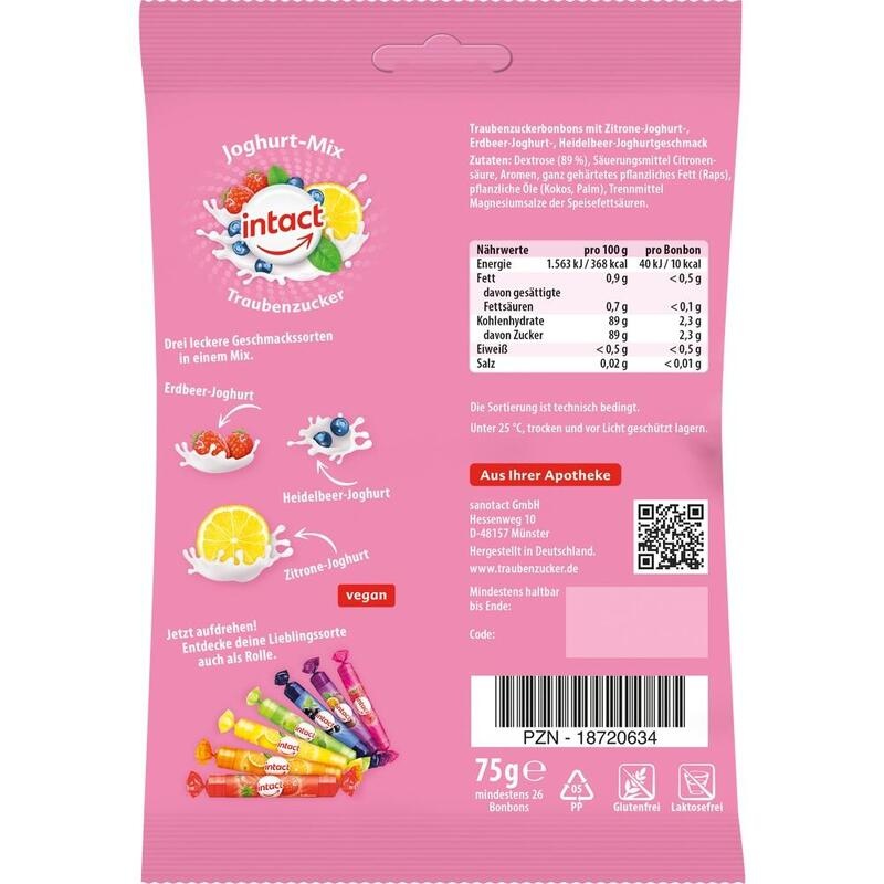 INTACT Traubenzucker Beutel Joghurt-Mix