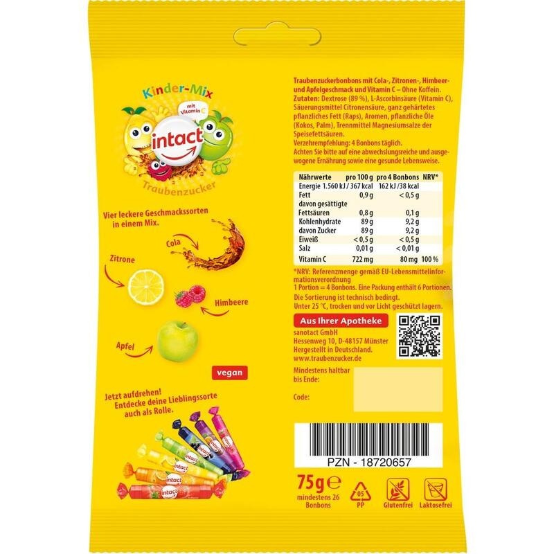 INTACT Traubenzucker Beutel Kinder-Mix+Vitamin C
