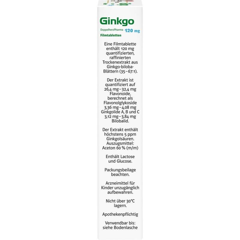 GINKGO DOPPELHERZPHARMA 120 mg Filmtabletten